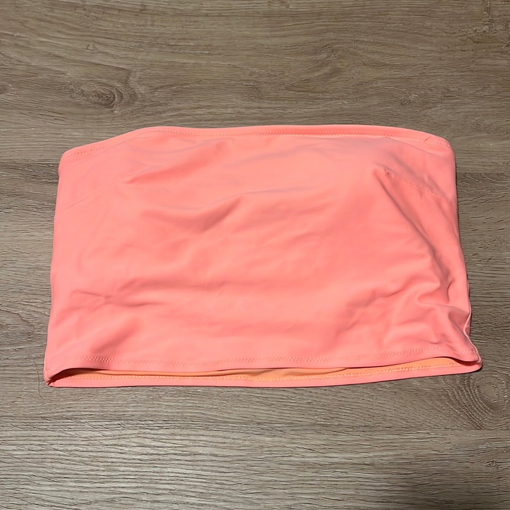 Aerie neon coral bandeau bikini top